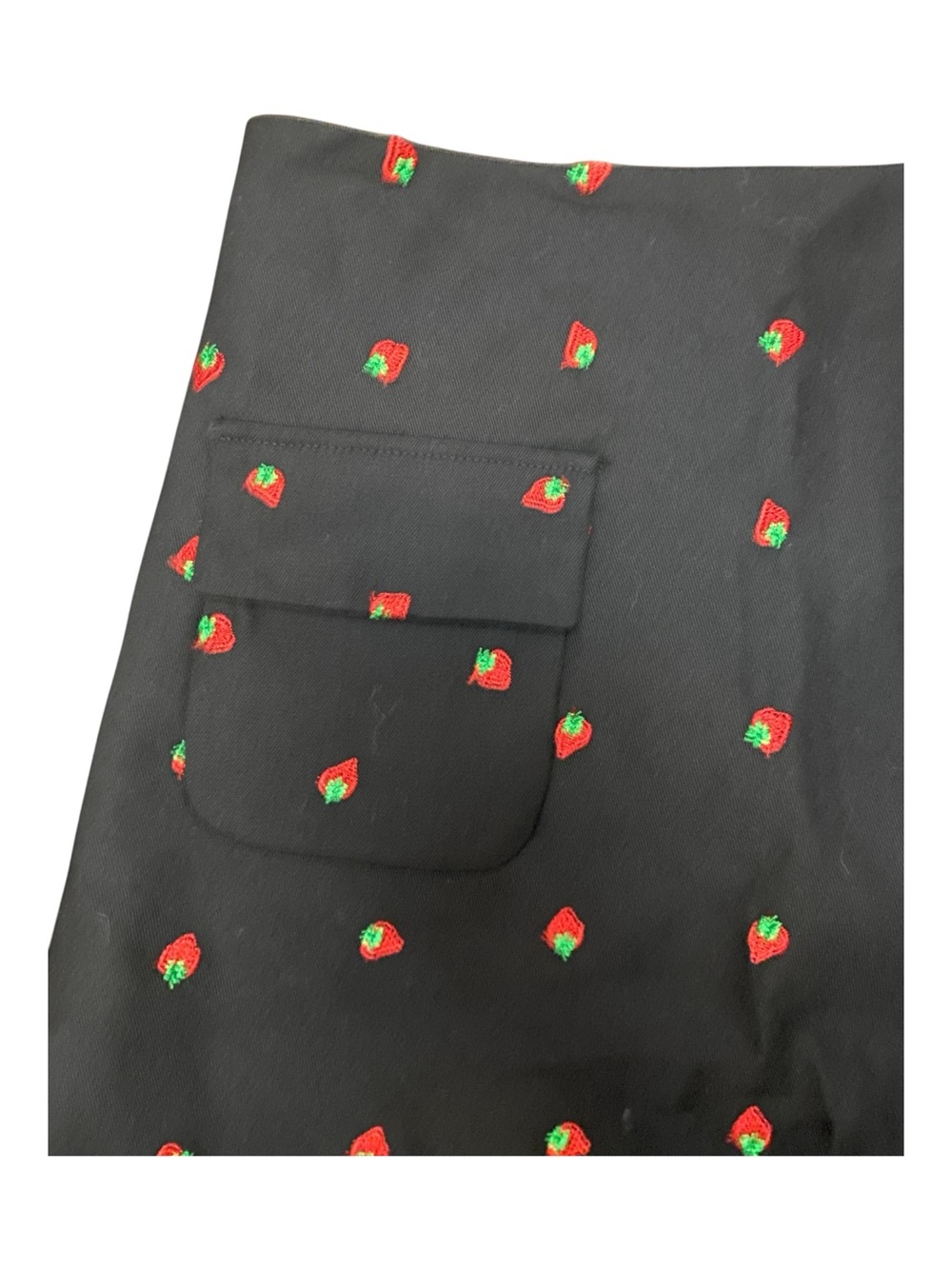 Zara x Stephano Pilati Women NWT Black Mini Skirt Size M Black Red  Strawberries - Picture 2 of 8